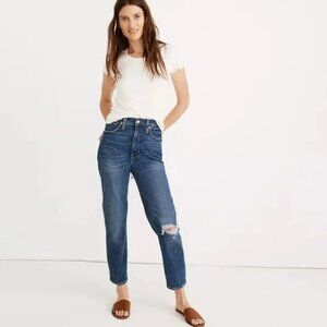 MADEWELL The MomJean Mom Jeans Distressed Hi-Rise Tapered Stretch Women 24 x 26"